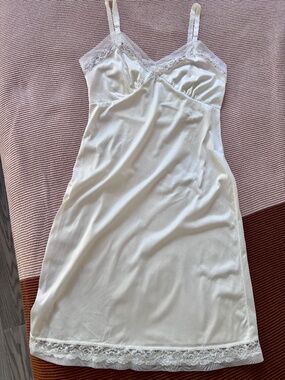 Pink Lady Vintage Cream Slip Mesh/Lace Trim Women’s Size 34